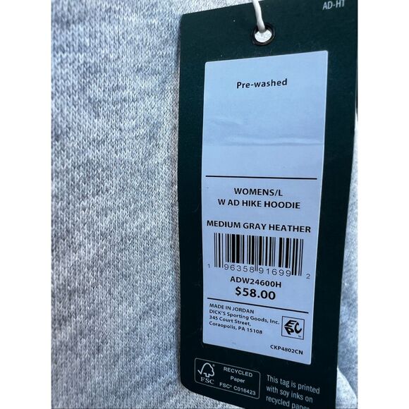 Alpine design women’s Large gray heather hike hoodie pull over SOFT new - Picture 5 of 5